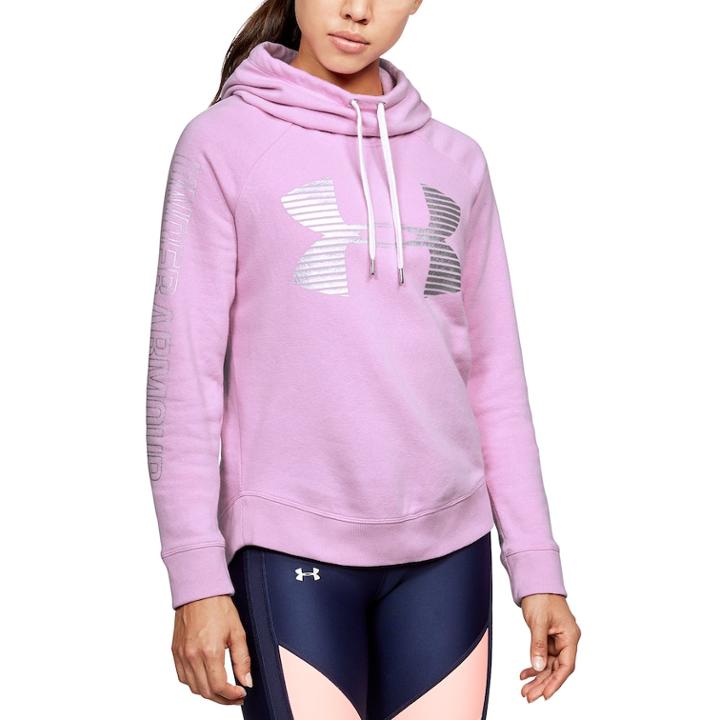 Women's Under Armour Favorite Fleece Metallic Logo Hoodie, Size: Large, Beige Over