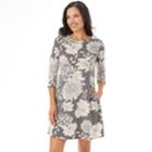 Women's Apt. 9&reg; Floral French Terry Dress, Size: Small, Mono Floral