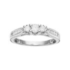 Round-cut Diamond 3-stone Engagement Ring In 10k White Gold (1/2 Ct. T.w.), Women's, Size: 7