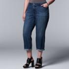 Plus Size Simply Vera Vera Wang Cuffed High-rise Boyfriend Jean Capris, Women's, Size: 16 W, Brt Blue
