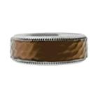 Lynx Stainless Steel Brown Ion Hammered Wedding Band - Men, Size: 8, Grey
