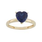 Lab-created Sapphire 10k Gold Heart Ring, Women's, Size: 8, Blue