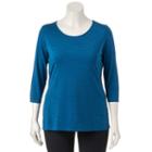 Plus Size Croft & Barrow&reg; Jacquard Wave Tee, Women's, Size: 3xl, Blue