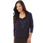 Women's Apt. 9&reg; Faux-wrap Sweater, Size: Small, Blue (navy)