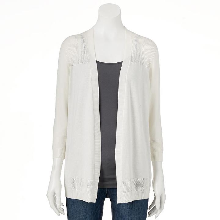 Women's Apt. 9&reg; Mixed-stitch Cardigan, Size: Small, White