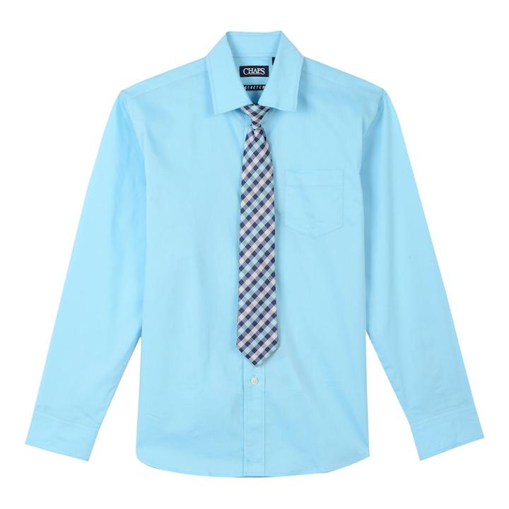 Boys 4-20 Chaps Stretch Shirt & Tie Set, Size: 8, Light Blue