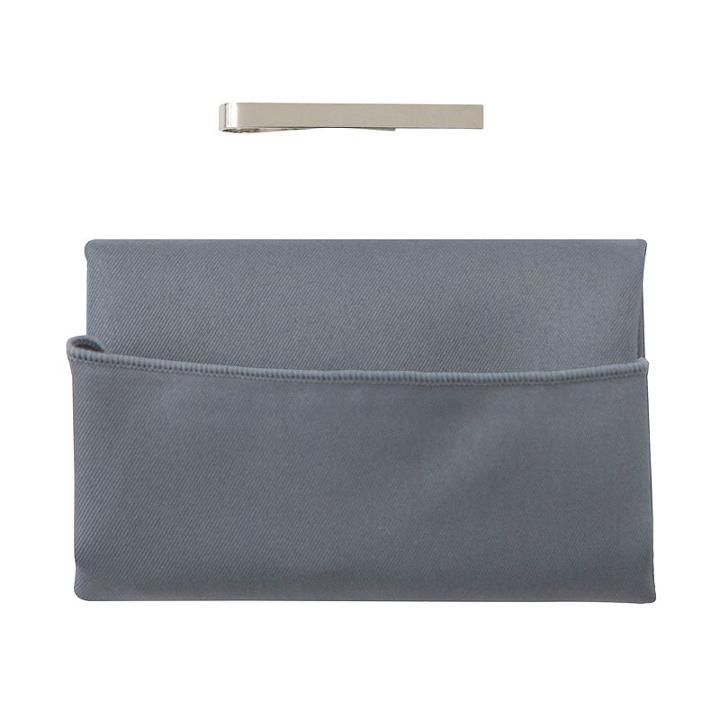 Men's Nick Dunn Pocket Square & Tie Bar Set, Grey