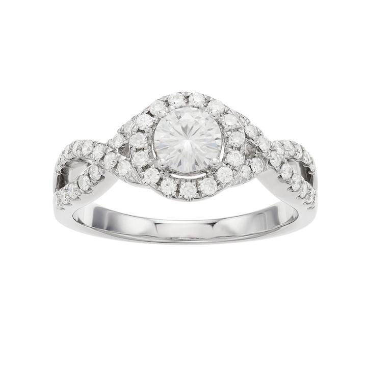 Forever Brilliant 14k White Gold 9/10 Carat T.w. Lab-created Moissanite Halo Engagement Ring, Women's, Size: 7