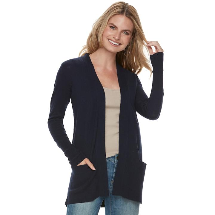 Women's Sonoma Goods For Life&trade; Ribbed Cardigan, Size: Small, Blue (navy)