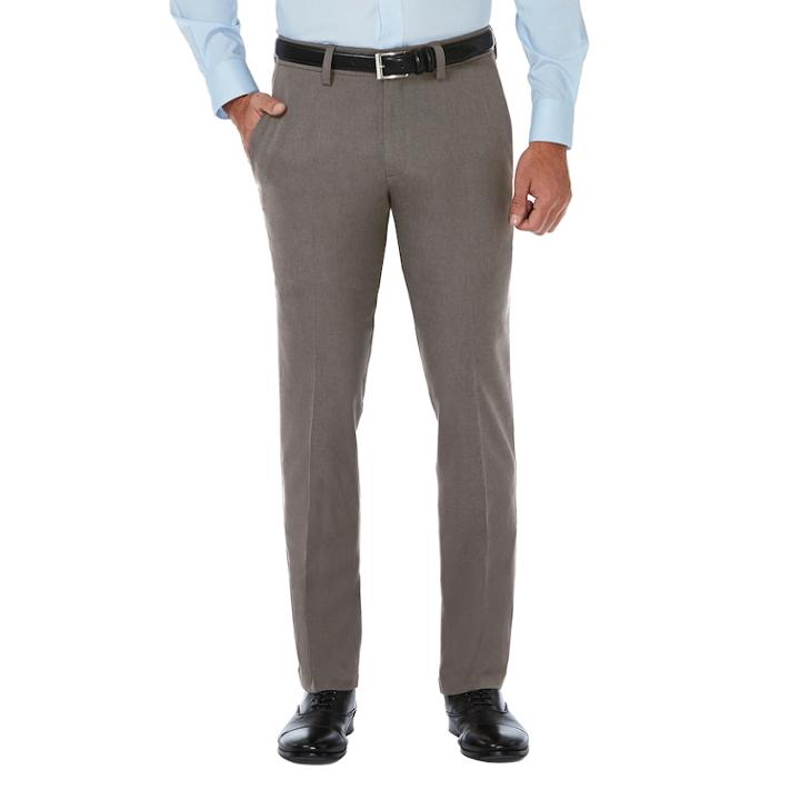 Men's Haggar&reg; Cool 18&reg; Pro Slim-fit Wrinkle-free Flat-front Premium Flex Waist Pants, Size: 30x30, Med Grey
