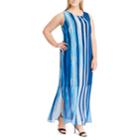 Plus Size Chaps Georgette Overlay Full-length Dress, Women's, Size: 16 W, Blue