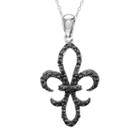 Sterling Silver 1/4-ct. T.w. Black Diamond Fleur-de-lis Pendant, Women's, Size: 18