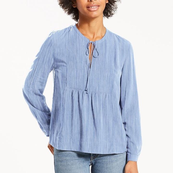 Women's Levi's&reg; Rachel Pintuck Blouse, Size: Xl, Med Blue