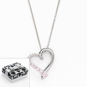Diamonluxe Sterling Silver Simulated Diamond Heart Pendant, Women's, White