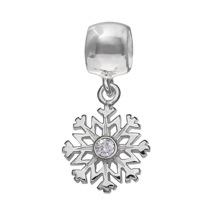 Individuality Beads Crystal Sterling Silver Snowflake Charm, Women's, Grey