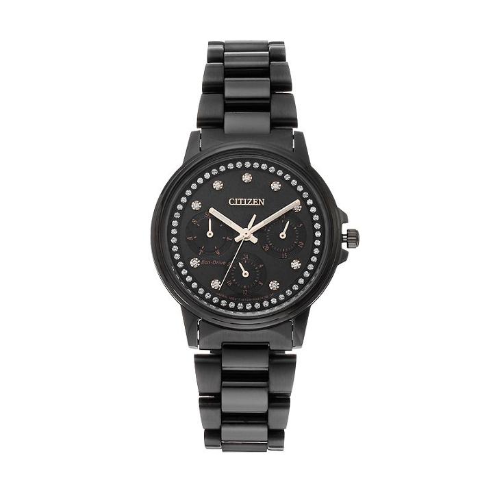 Citizen Eco-drive Women's Silhouette Crystal Stainless Steel Watch, Black