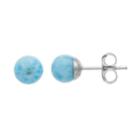 Sterling Silver Larimar Ball Stud Earrings, Women's, Blue