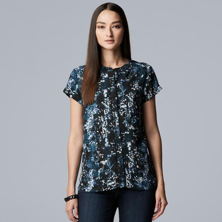 Petite Simply Vera Vera Wang Essential Popover Top, Women's, Size: S Petite, Brt Blue