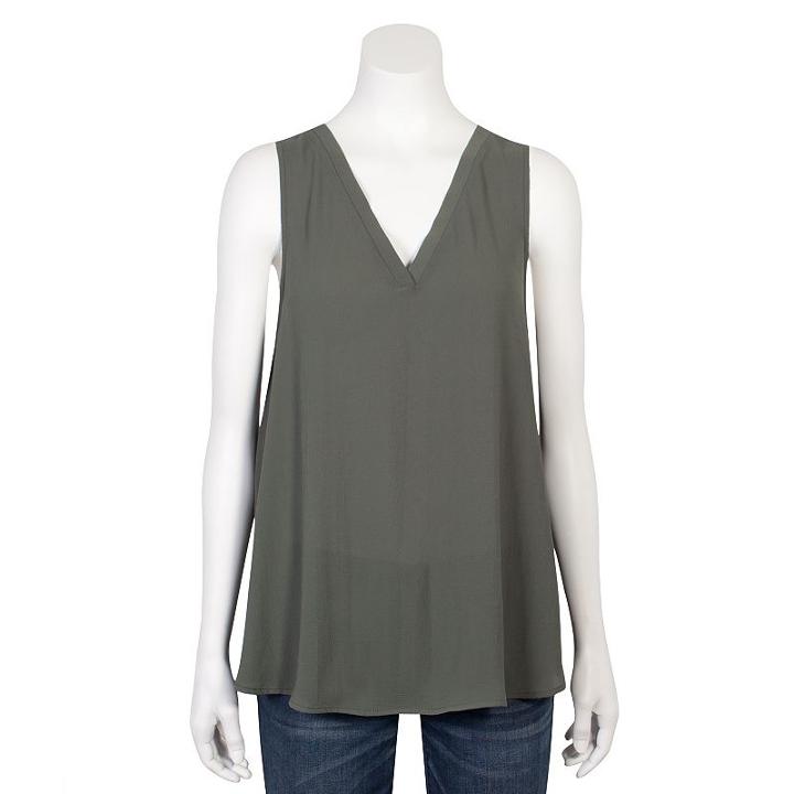 Juniors' Grayson Threads Lace-up Tank, Girl's, Size: Large, Dark Green