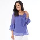 Women's Ab Studio Woven Peasant Top, Size: Regular, Purple Oth