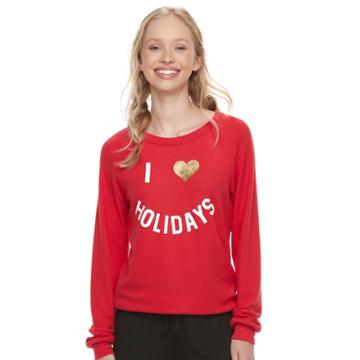 Juniors' Jerry Leigh Love Holidays Sweatshirt, Teens, Size: Medium, Red