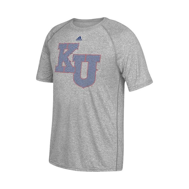 Men's Adidas Kansas Jayhawks Linear Play Logo Tee, Size: Large, Kns Char