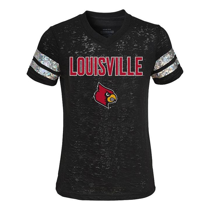 Girls 7-16 Louisville Cardinals Opal Burnout Tee, Girl's, Size: L(14), Black