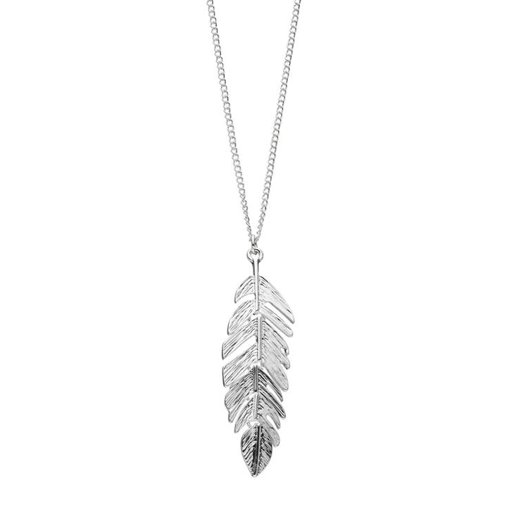 Lc Lauren Conrad Long Feather Pendant Necklace, Women's, Silver
