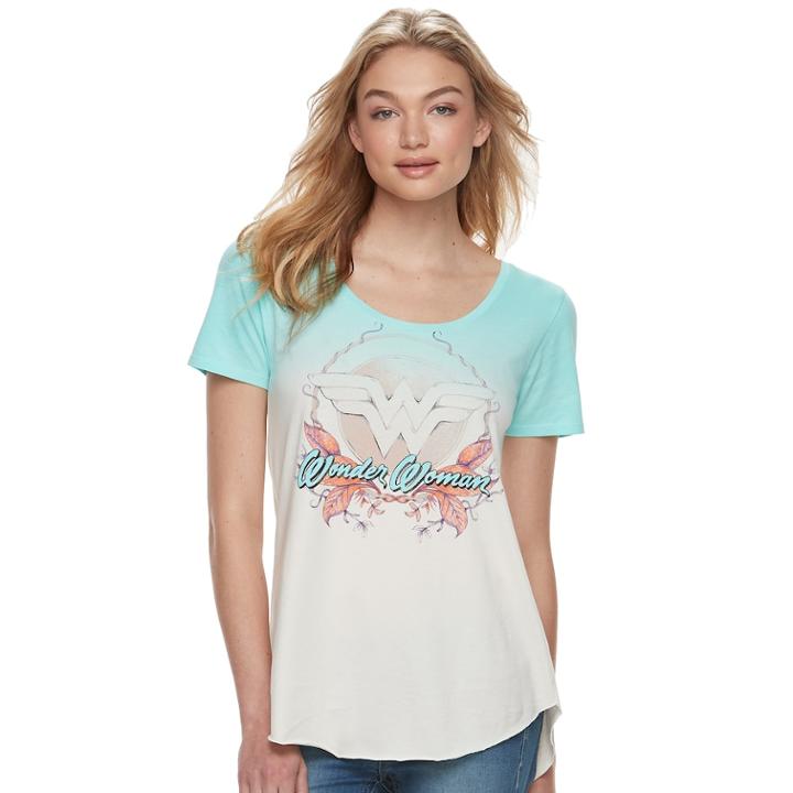 Juniors' Dc Comics Wonder Woman Dip-dye Graphic Tee, Size: Medium, Turquoise/blue (turq/aqua)