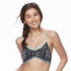 Mix And Match Patchwork Bikini Top, Teens, Size: Xl, Black White