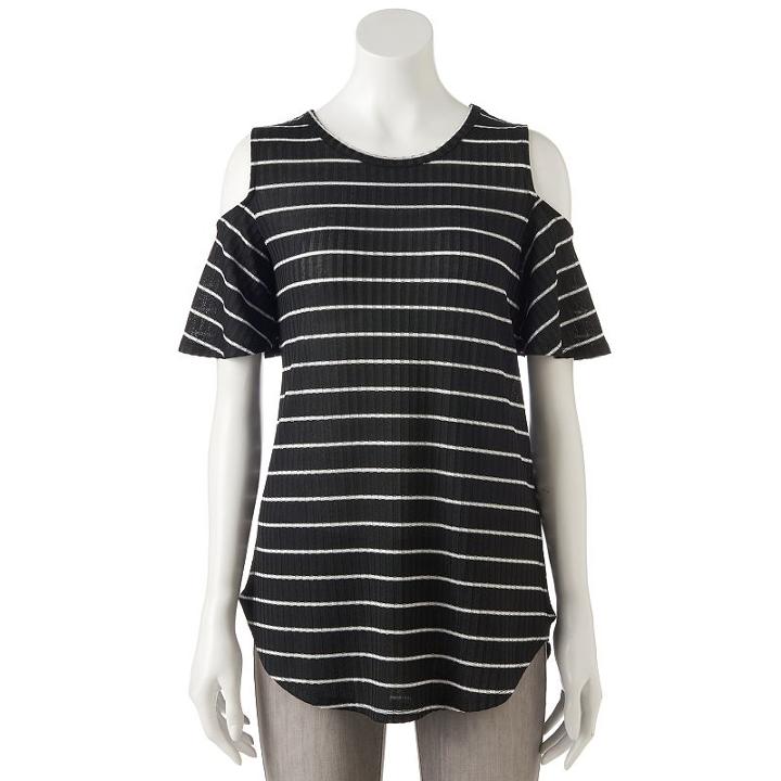 Women's Apt. 9&reg; Ribbed Cold-shoulder Top, Size: Xl, Black