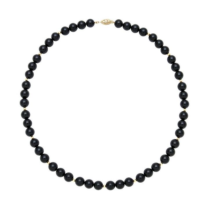14k Gold Onyx Bead Necklace, Women's, Size: 18, Black