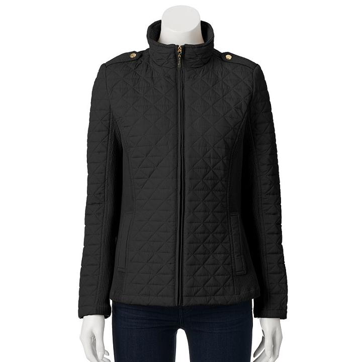 Weathercast, Women's Quilted Jacket, Size: Medium, Black