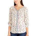 Women's Chaps Floral Peasant Top, Size: Xl, White