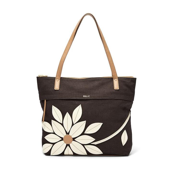 Relic Sophie Floral Applique Tote, Women's, Black Flower Applique