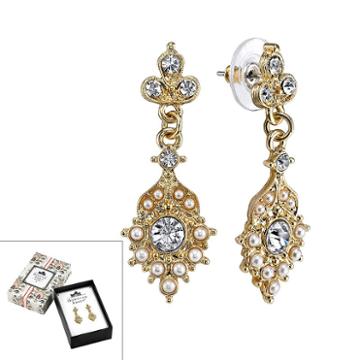 Downton Abbey Scalloped Teardrop Earrings, Women's, White