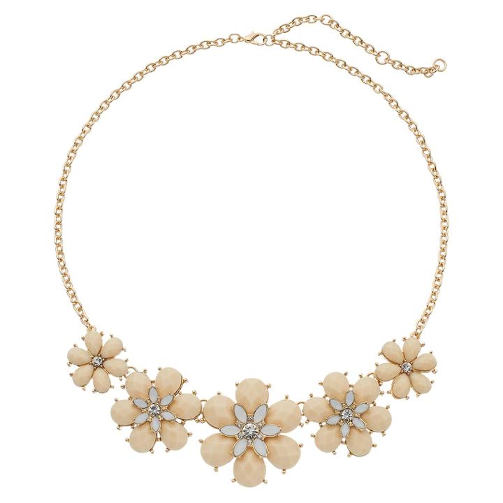 Mudd&reg; Peach Flower Statement Necklace, Teens, White