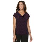 Women's Dana Buchman Travel Anywhere Print Cowlneck Top, Size: Medium, Purple