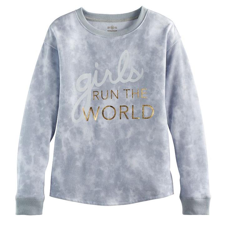 Plus Size Girls 7-16 So&reg; French Terry Shine Pullover, Size: 20 1/2, Med Grey