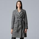 Women's Simply Vera Vera Wang Marled Double-breasted Trench Coat, Size: Large, Grey