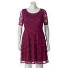 Juniors' Plus Size Wrapper Lace A-line Dress, Girl's, Size: 1xl, Dark Red