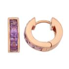 Amethyst 14k Rose Gold Over Silver Huggie Hoop Earrings, Women's, Purple