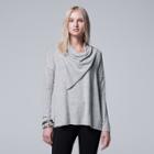 Petite Simply Vera Vera Wang Draped Sweater, Women's, Size: L Petite, Med Grey