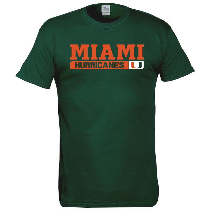 Men's Miami Hurricanes Complex Tee, Size: Small, Dark Green