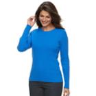 Women's Croft & Barrow&reg; Essential Cable-knit Crewneck Sweater, Size: Small, Med Blue