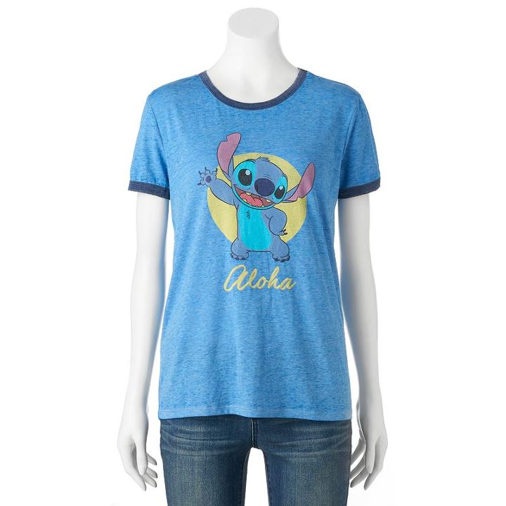 Disney's Lilo & Stitch Juniors' Aloha Graphic Tee, Girl's, Size: Xl, Brt Blue