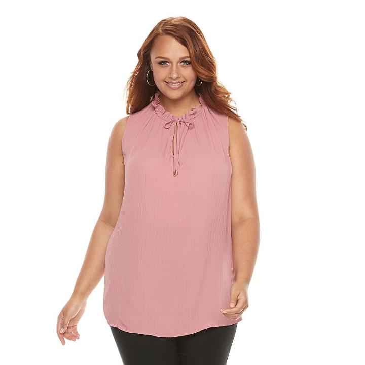 Plus Size Apt. 9&reg; Textured Ruffle-trim Tank, Women's, Size: 4xl, Pink