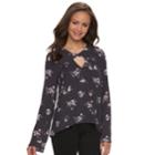 Juniors' Grayson Threads Keyhole Bell Sleeve Top, Teens, Size: Large, Blue (navy)