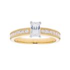 14k Gold Emerald Cut 1 Carat T.w. Igl Certified Diamond Engagement Ring, Women's, Size: 6