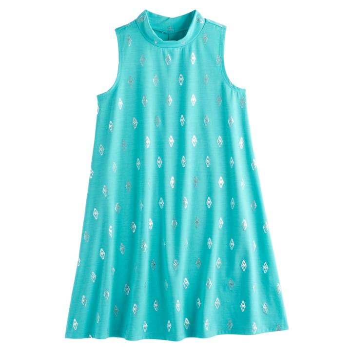 Girls 7-16 & Plus Size Mudd&reg; Patterned Mockneck Dress, Size: 18 1/2, Turquoise/blue (turq/aqua)
